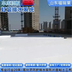 车库顶虹吸排水板H14高分子防护排水异形片自粘土工布复合排水板