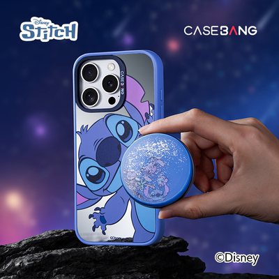 CASEBANGx迪士尼史迪奇联名海岛系列可拆卸任意吸出奇圆形磁吸手机流沙支架