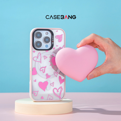 CASEBANGx心动系列可拆卸任意吸立体大爱心粉色出奇磁吸手机支架