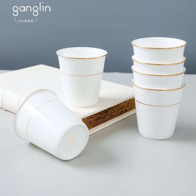 精选耐高温骨瓷杯子套装家用家庭客厅待客泡茶杯陶瓷水杯喝水杯子