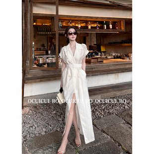 CUICUI崔崔【南城旧事】气场强大姐系风衣式衬衫裙高级感气质长裙