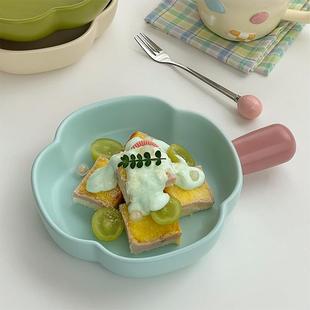 高颜值单柄花形盘ins陶瓷烤盘沙拉盘焗饭盘水果盘家用微波炉 穆尼