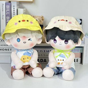 夏日鸭鸭40cm娃衣一番棉花坐姿娃娃喳喳鸭鸭衣服玩偶公仔套装礼物