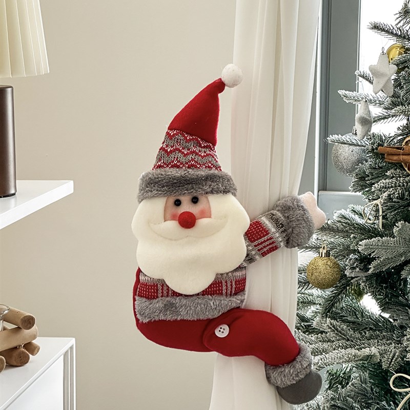 现货速发圣诞节创意窗帘扣环装饰品酒店餐厅装饰娃娃抱扣橱窗摆件