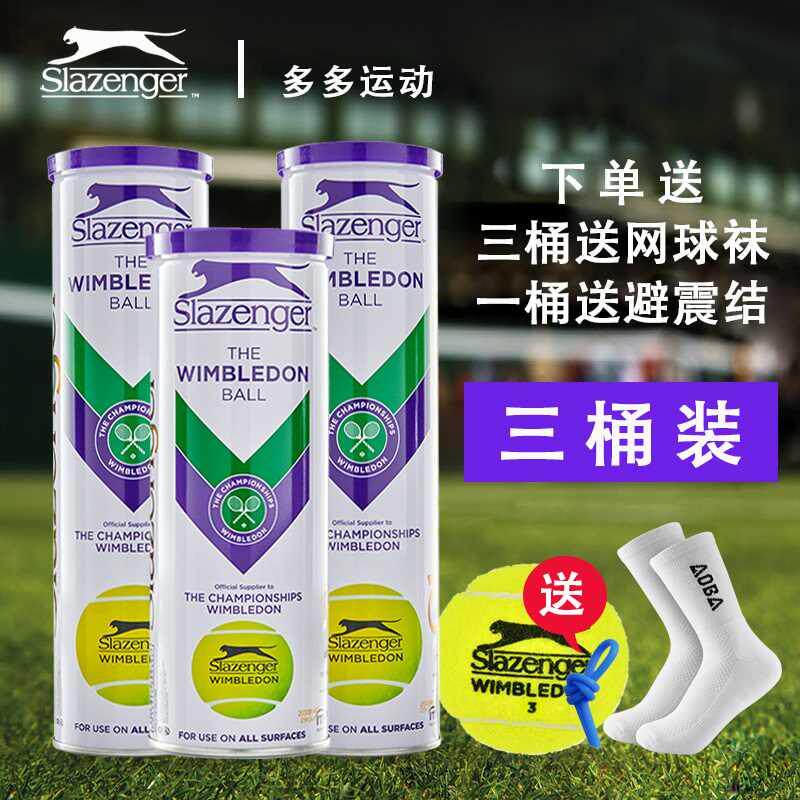 Slazenger史莱辛格网球温网比赛用球豹子施莱辛格网球训练球筒装