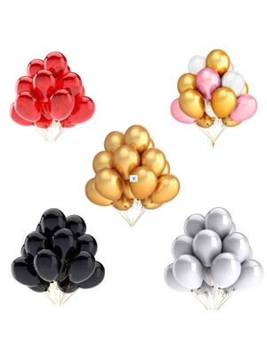 50pcs Gold White Black Pink Latex Balloons Birthday Party