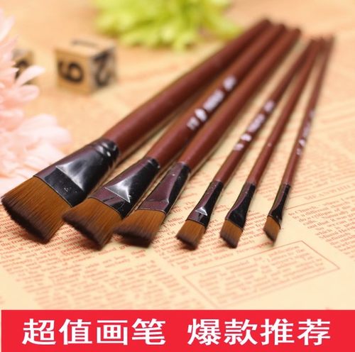 New 6 Brown Tip Nylon Paint Brushes For Art Artist Supplies