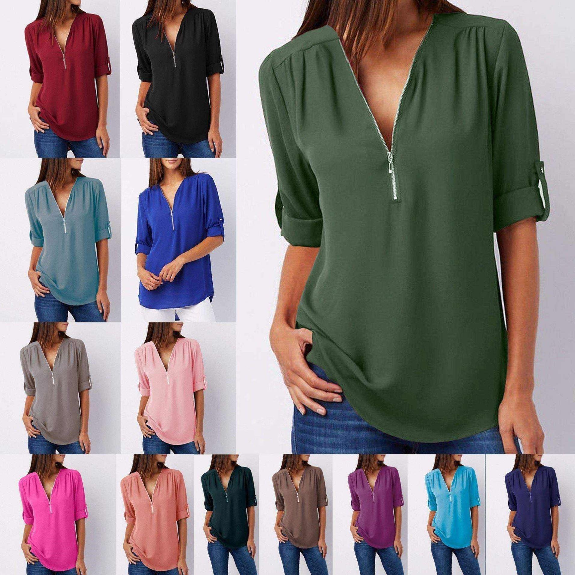 2024Summer Chiffon Blouse Tops For Women Ladies Shirts衬衫