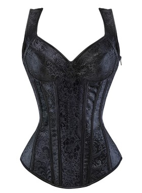 Women Corset with Straps Black Overbust Corset Plus Size Flo