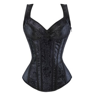 Women Corset with Straps Black Overbust Corset Plus Size Flo