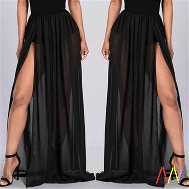 Skirts For Women Boho Sexy Transparent Maxi Beach Skirt 裙子图片