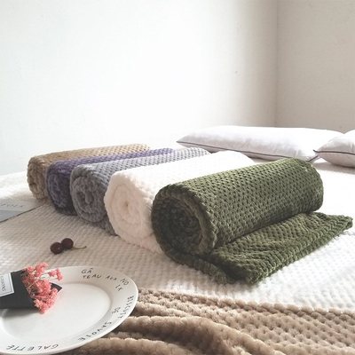 Solid Color Mesh Blanket Coral Fleece Blanket Knee Blanket