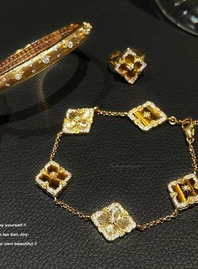 【拾光】重工高定！布契拉丝手链虎眼石手镯四叶草中古新中式潮