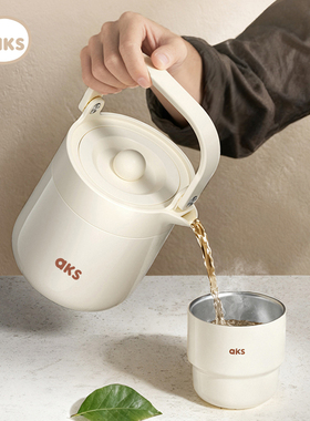 AKS带茶隔焖茶壶316不锈钢泡茶保温壶办公室带提手大容量暖水壶