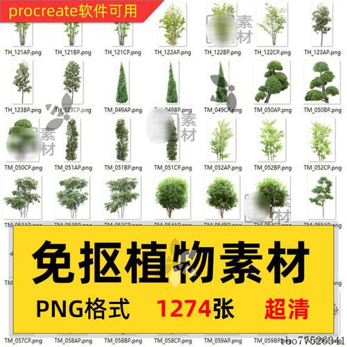 PS园林景观植物PNG免抠树木立面树绿色植物建筑效果图高清素材