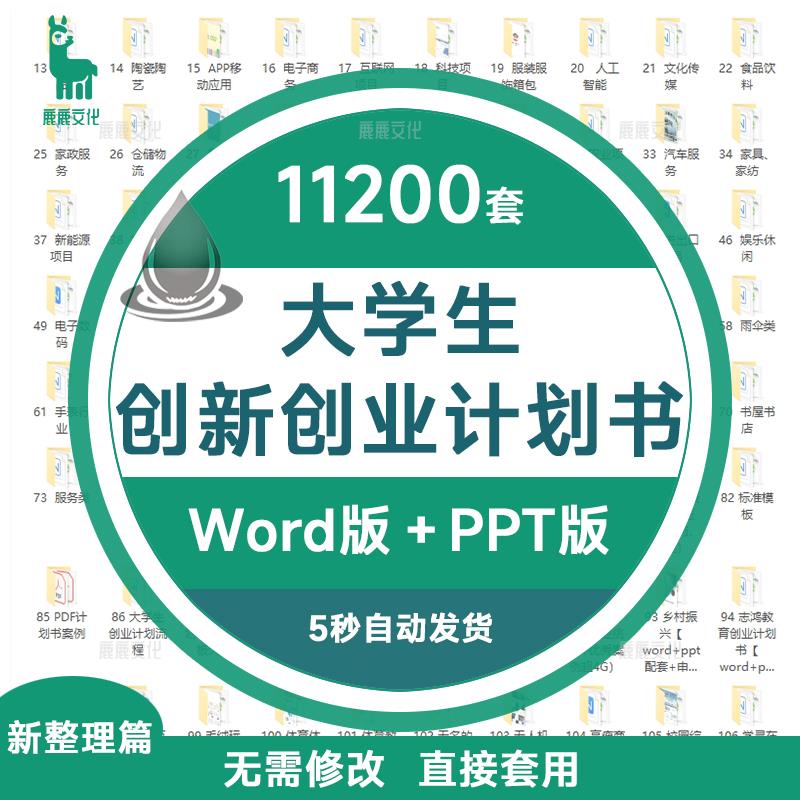 大学生创新创业计划书word成品互联网+大赛ppt模板商业策划书撰写