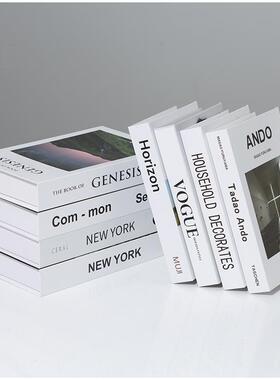 假书摆件装饰轻奢摄影拍照道具杂志书现代英文客厅酒柜书架仿真书