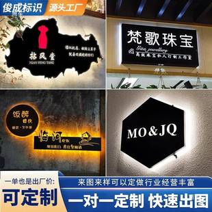 创意门牌镂空灯箱广告牌铁艺门头招牌民宿公司背景墙招牌