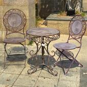 外单覆古做旧铁艺桌椅组合庭院花园阳台休闲 椅户外茶几小桌椅花