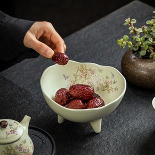 客厅茶几茶点盆网红创意果篮糖盘零食 黄汝陶瓷果盆家用水果盘新款
