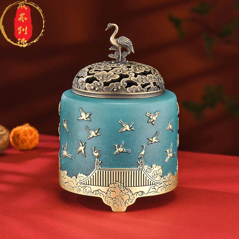 威弗列德瑞鹤禅意香道盘香炉铜香炉家用室内沉香檀香塔香熏香炉,家居饰品,桌面摆件,淘宝优惠券,粉丝福利购,淘宝优惠卷