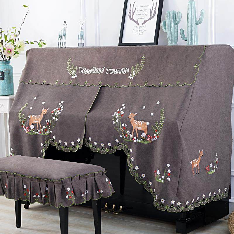 韩式卡通刺绣钢琴罩简约布艺全披全罩钢琴巾钢琴防尘盖布半罩盖巾