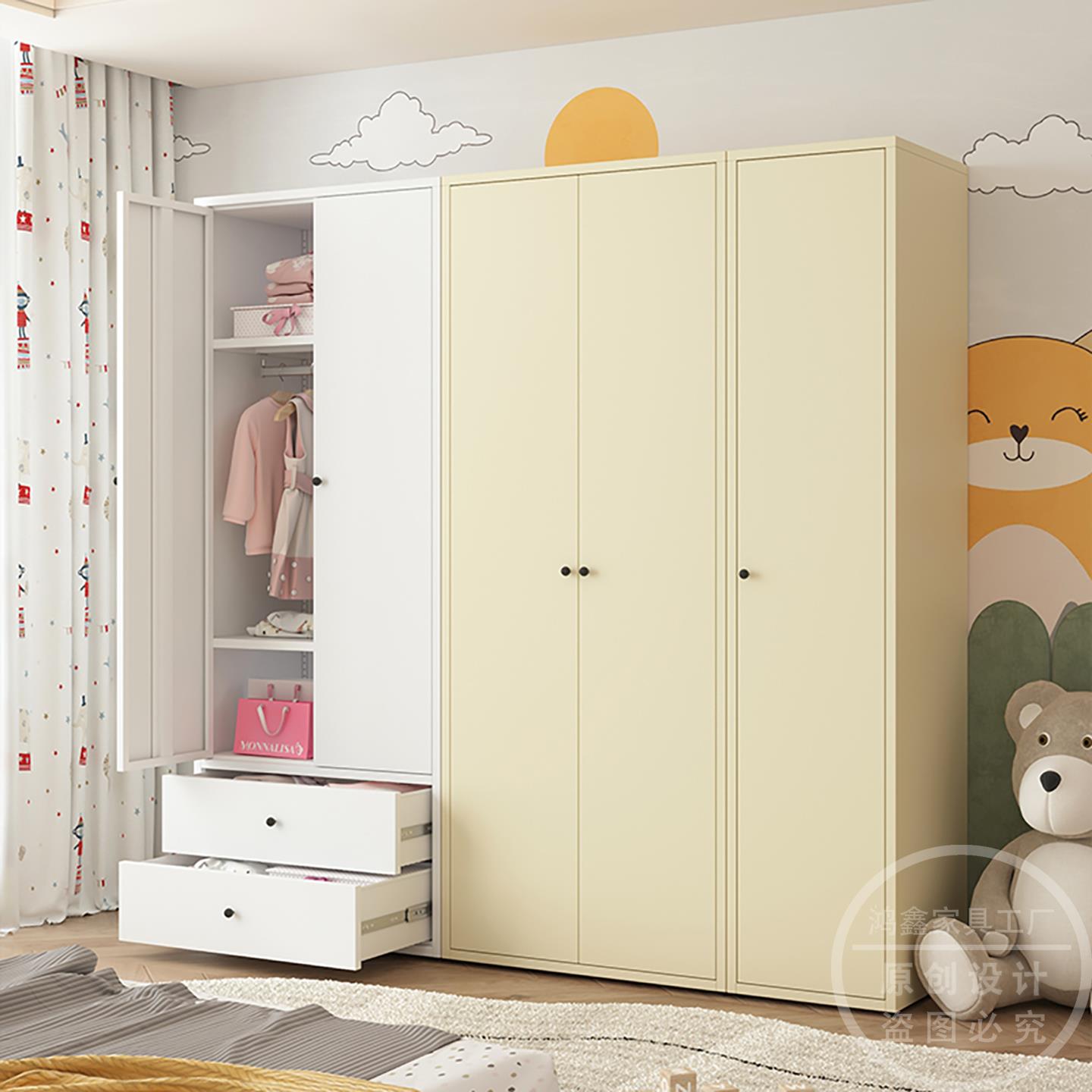 铁皮衣柜家用卧室出租房小户型简易收纳柜儿童儿童衣橱阳台收纳柜