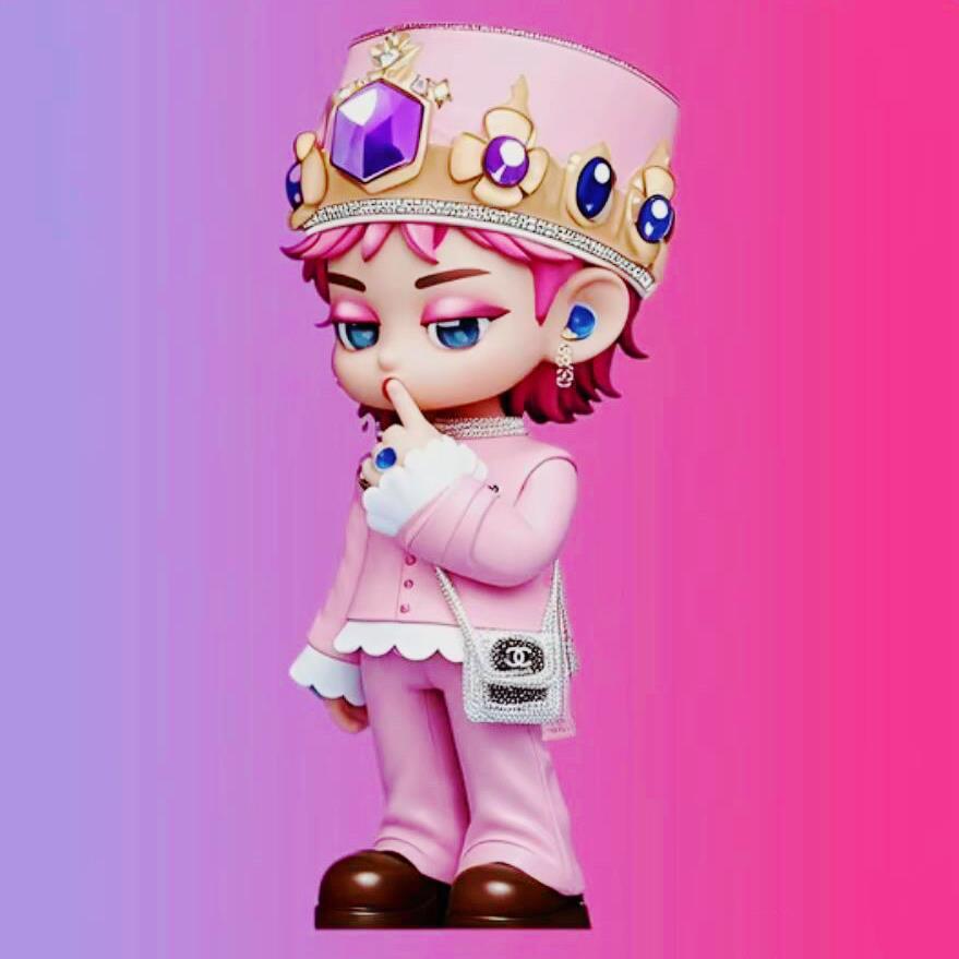 智龙娃娃Gk系列粉红舞台造型龙皇人物桌面装饰礼品