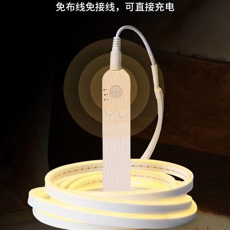 免布线电池插电充电人体感应灯带自粘LED霓虹硅胶灯条5VUSB氛围