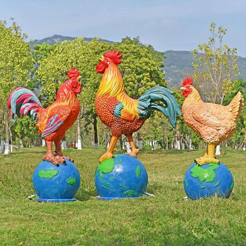户外彷真大公鸡休闲 农场雕塑摆件鸡动物模型花园农场玻璃纤维装,家居饰品,户外/庭院摆件,淘宝优惠券,粉丝福利购,淘宝优惠卷
