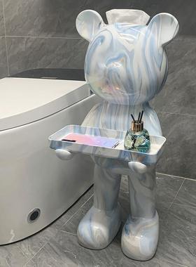 轻奢创意化妆室落地摆件纸巾盒收纳托盘卷筒卫生纸架客厅卫生纸盒