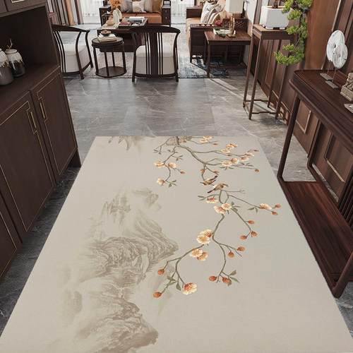 PVC 入户门地垫新中式高端免洗家用进门地毯可裁剪玄关大门口脚垫