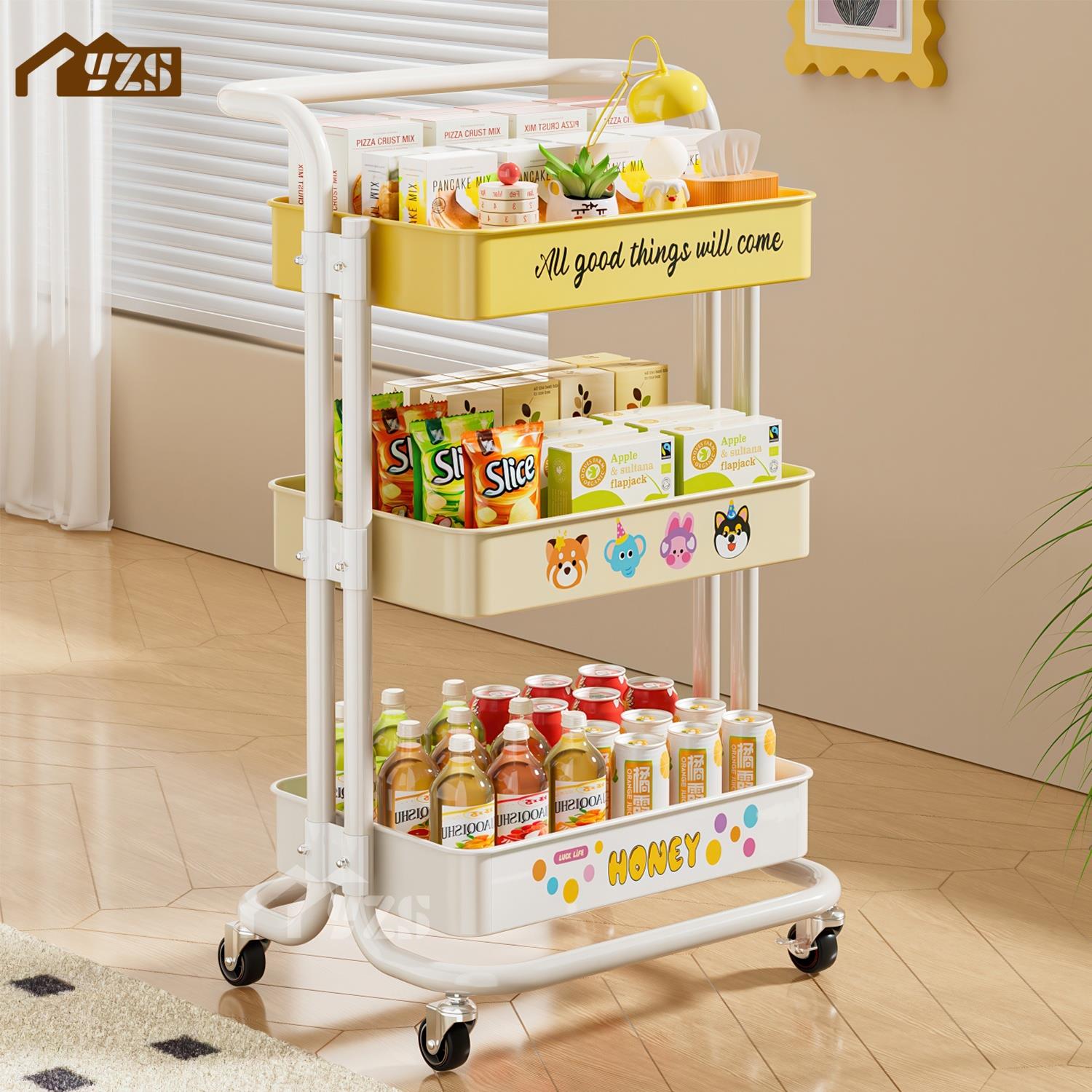零食小推车厨房沙发边几落地书架多层移动拉斯克带轮置物架子
