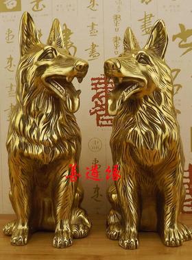 特大号纯铜狗铜狗黄铜狼狗招财狗旺财狗生肖狗工艺品摆设摆件一对