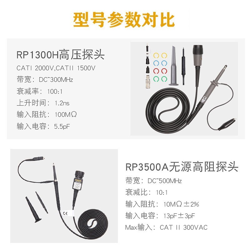 新示波器高压探头RP1300H/RP3500A/RP5600A/RP6150A探棒300MHz