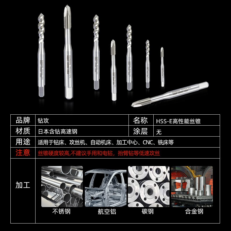 机用螺旋丝攻M1M1.k1M1.2m2m3m4m5m6m7m8m9m10m12m15m20铜铁钢细