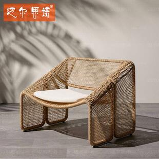 阳台休闲 区布置户外沙发庭院卧室看书民宿藤编小桌椅客厅单人藤