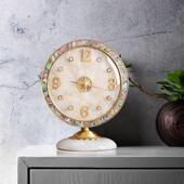 新款 酒柜静音石英钟 饰摆件时钟创意台式 黄铜轻奢小座钟家用时尚 装
