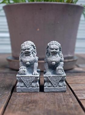 仿石狮子迷你微景观中国风桌面摆件创意鱼缸盆景造景摆设镇宅吉祥