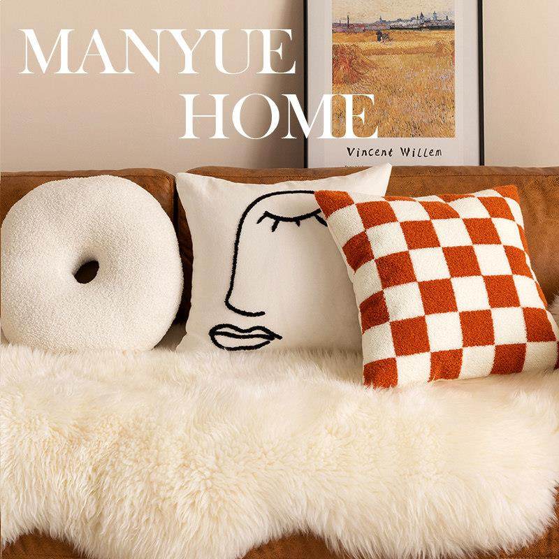 蔓越家 北欧ins轻奢棋盘格抱枕抱枕套抽象画沙发靠垫样板间靠枕,居家布艺,靠垫/抱枕,淘宝优惠券,粉丝福利购,淘宝优惠卷