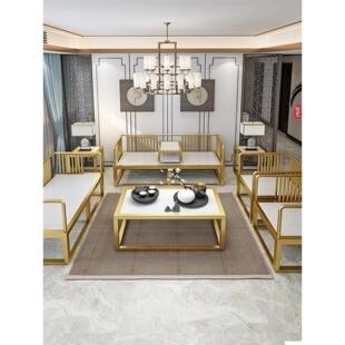 新中式铁艺轻奢沙发办公室接待客厅茶几小公寓商务家具组合套装