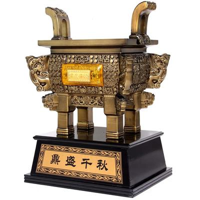 招财镀铜鼎摆件大号乔迁开 业礼品店铺办公室创意装饰商务工艺摆
