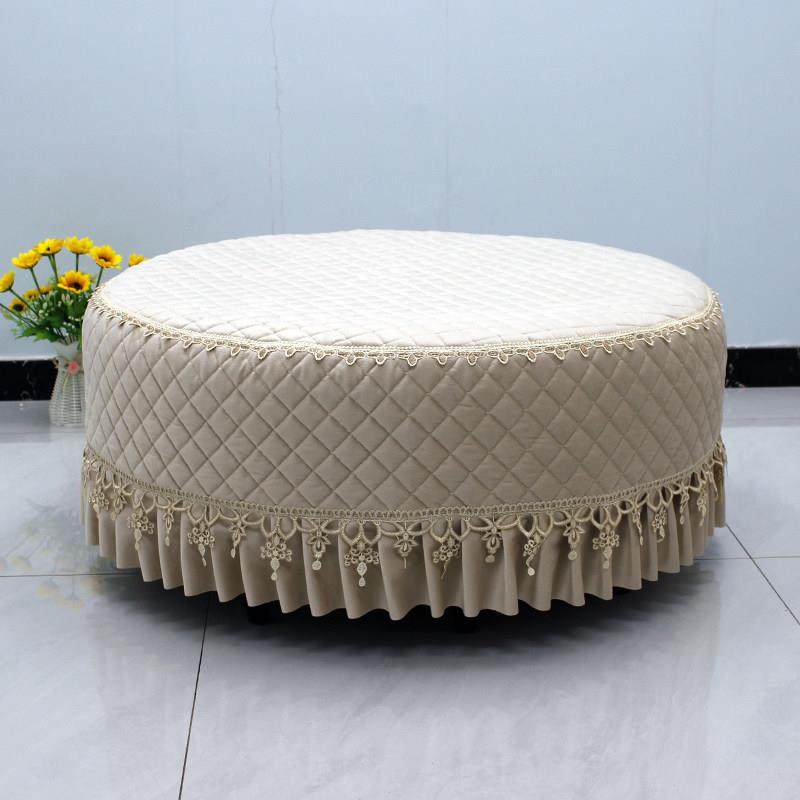 圆形沙发套罩防滑欧式圆凳墩脚踏换鞋试鞋单人全包沙发凳套罩垫布