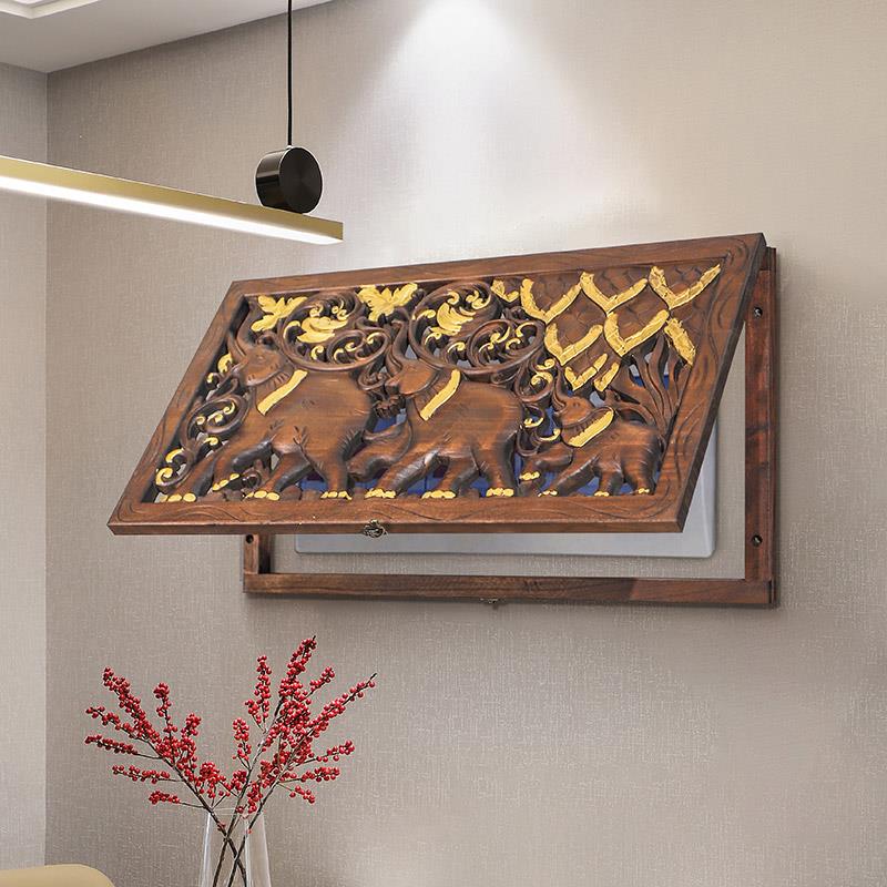 泰国实木大象电表箱遮挡箱电闸盒配电箱装饰画 画饭厅新中式挂画