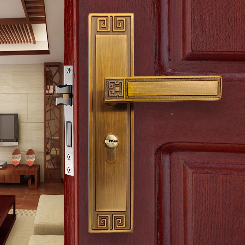 卧永佳锁福新中式静音门锁室房间实木门磁永佳福吸家具用仿古铜套