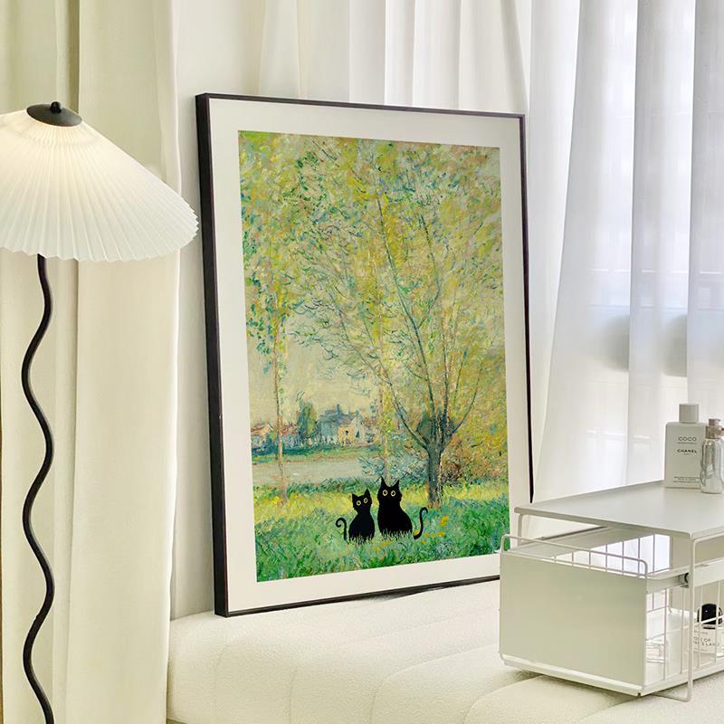 ZOYART  当2祇小黑猫现入名画 画搞怪趣味装饰闯FL01557画 画代小