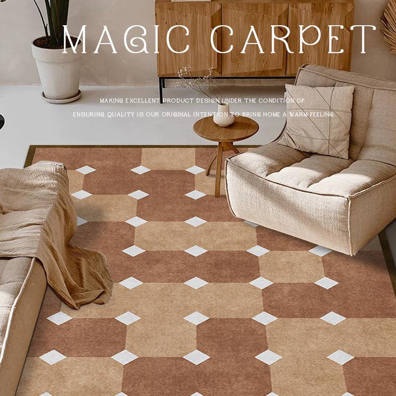 中古棋盘子地毯厅隔音中古庄园轻奢复法式床边沙发房间客全铺茶几