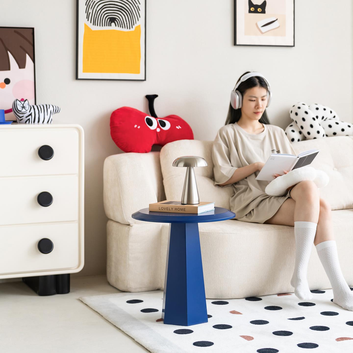 livi边ngp250095CYlus多巴胺彩客形厅沙发边几小户型阳台圆茶几床