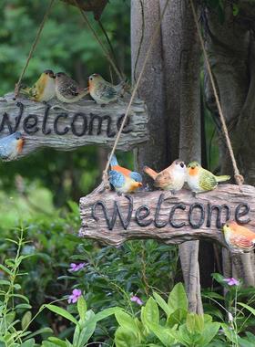 户外树脂欢迎摆件别墅庭花YUR68026园创意物卡通彷真动小鸟景落地