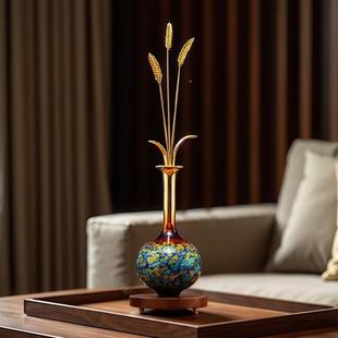 居黄铜大NGL花摆件穗穗麦平安家客厅装 业礼 饰品乔迁店铺公瓶司开